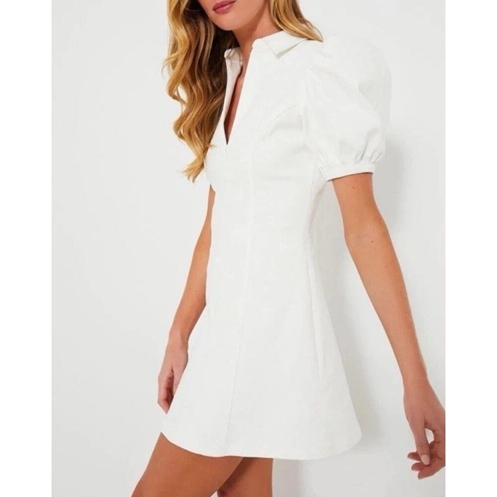 Hyacinth House White Front Zip Denim Mini Dress Size XS Stretch NEW $225 - Picture 3 of 12